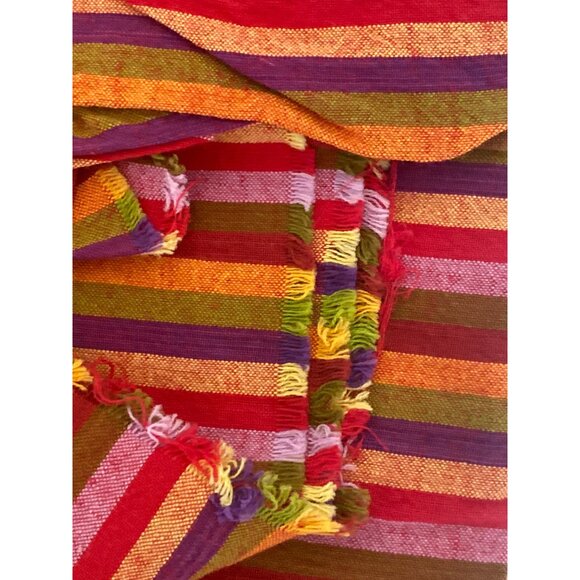 VTG Fabric Stripe Boho Orange Pink Purple Green Quilting Sewing Cloth Arts Craft - Picture 6 of 8